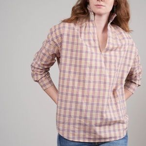 Plaid Women's Blouse - Pink and Purple
